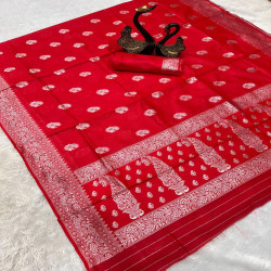 Traditional Banarasi Lichi Silk Saree with Rich Woven Border & Blouse Piece